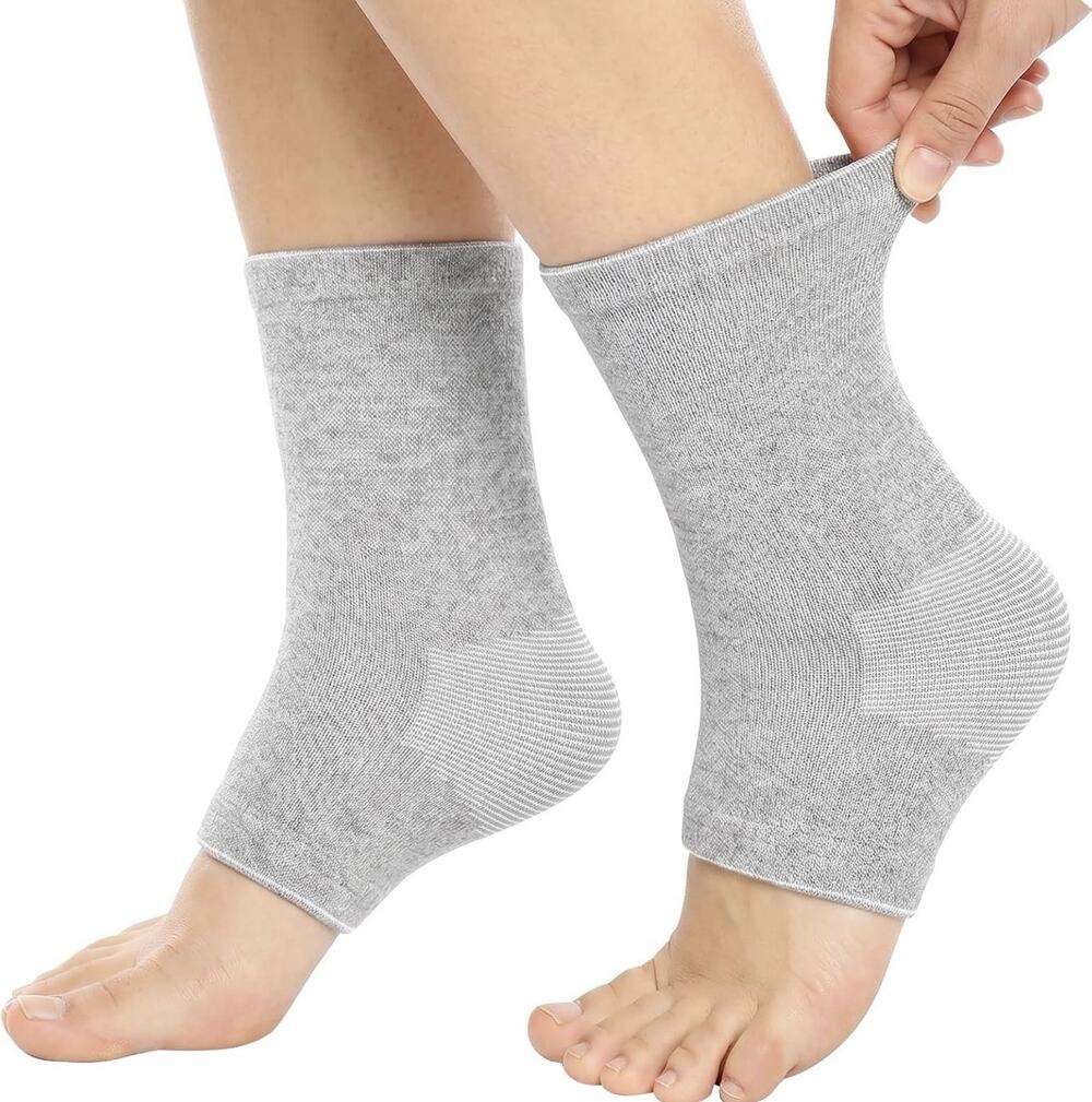 OneCompress Bamboo Gray Ankle Sleeve Size Medium NIP 2-Pack Compression Unisex